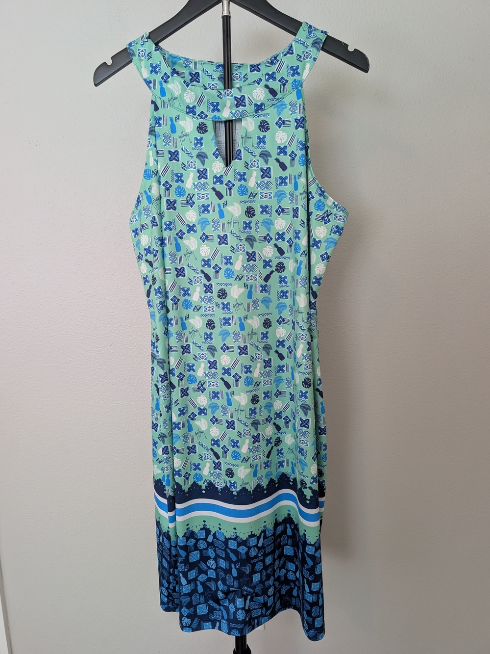 Guy Harvey Sleeveless Mint & Navy Patterned Summer Dress